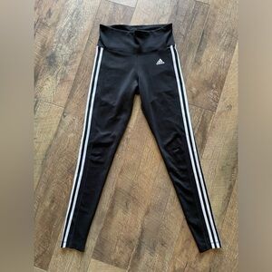 Adidas Kids Black Leggings with White Stripes